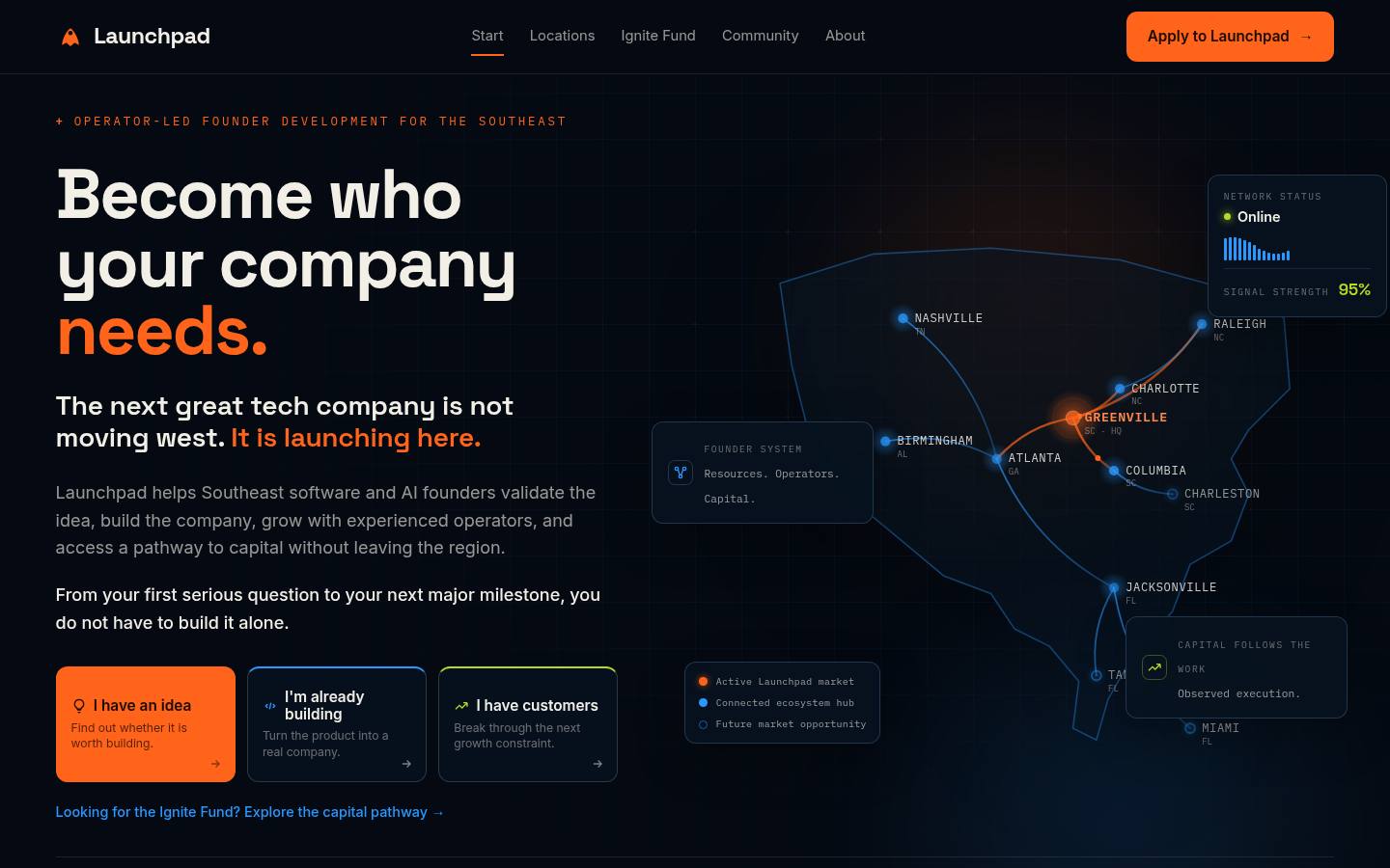 Launchpad Tech Ventures homepage