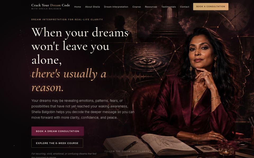 Sheila Balgobin · Crack Your Dream Code homepage build