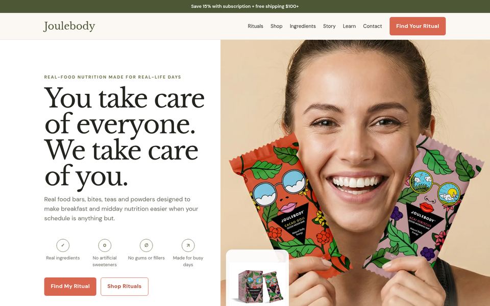 Joulebody homepage mockup